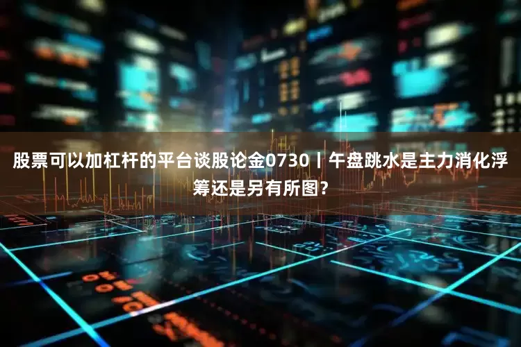 股票可以加杠杆的平台谈股论金0730丨午盘跳水是主力消化浮筹还是另有所图？